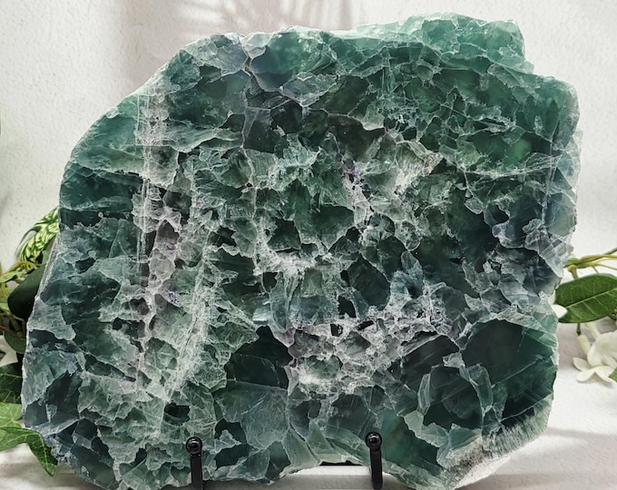 Large Green Fluorite Slab Display, Natural Crystal Decor, Collector Stone (9+ Pounds)