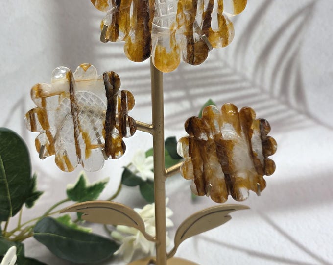 Golden Healer Quartz Flower Bouquet • Hand-Carved Crystal Sculpture