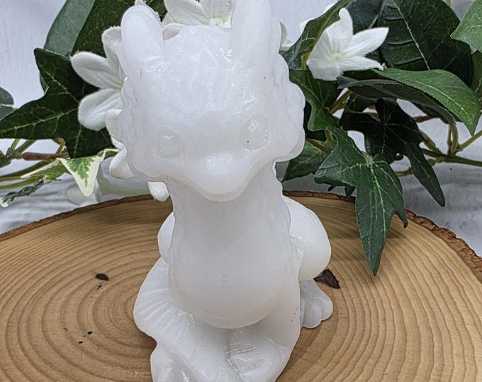 White Jade Baby Dragon Hand Carved Crystal | Gemstone Dragon Figurine | Protection, Purity & Peace Stone | Healing Crystal Gift