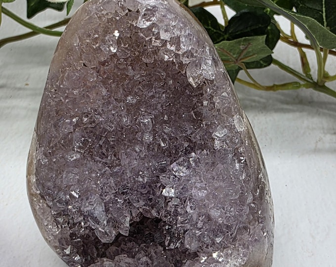 Uruguay Pink Druzy Amethyst Geode Cut Base • Polished Sides • Natural Pink Amethyst Crystal Cluster • Healing Stone • Home Décor Display