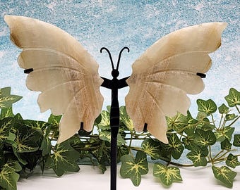 Moonstone Butterfly Wings on Custom Stand: Crystal Decor