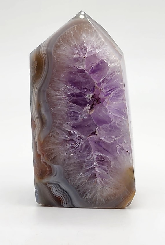 Amethyst And Agate Tower, Amethyst Point, Obelisk, Slab, Agate And Amethyst, Freeform, Chunky Point Healing Gift