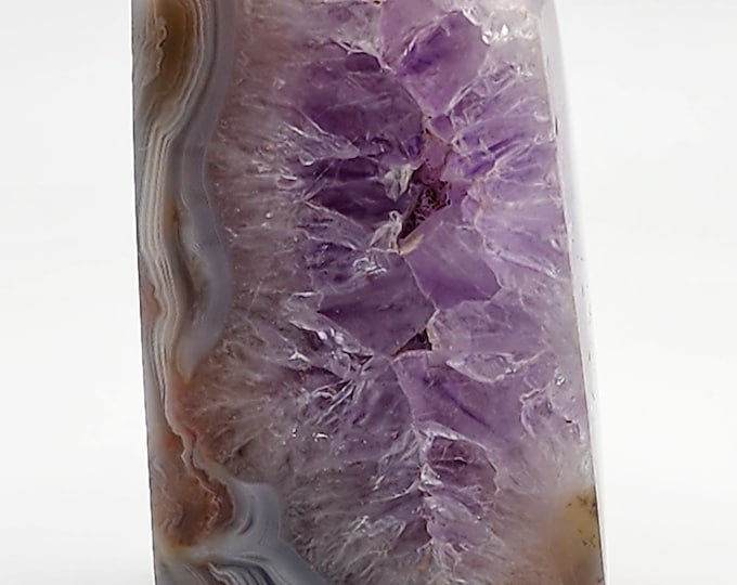 Amethyst Agate Tower: Chunky Freeform Obelisk Healing Crystal
