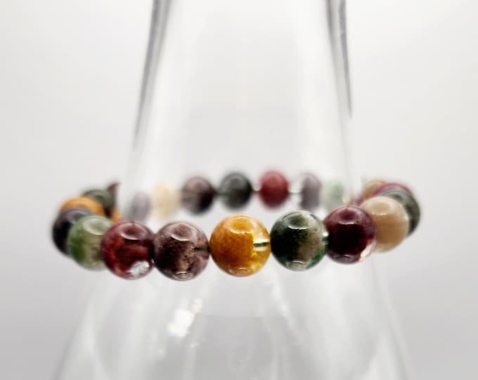 Handmade Garden Quartz Bracelet: Color Enhanced Lodolite Healing Stone