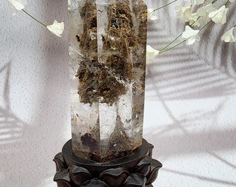 Garden Quartz Tower with Sandalwood Lotus Stand