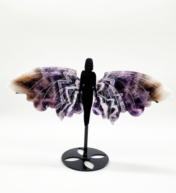 Dream Amethyst Goddess Wings And Stand, Fairy Wings, Amethyst Wings, Hand Carved Gemstone Wings, Unique Gift Idea