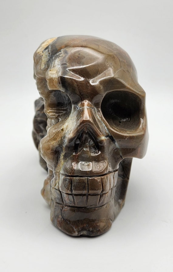 Valcano Agate Skull, Hand Carved, Large Size Agate Skull, Unique Skull
