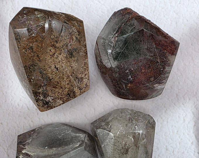 Garden Quartz Freeform Wholesale Lot 4 Pieces, Hand Carved And Polished 1+ Pound