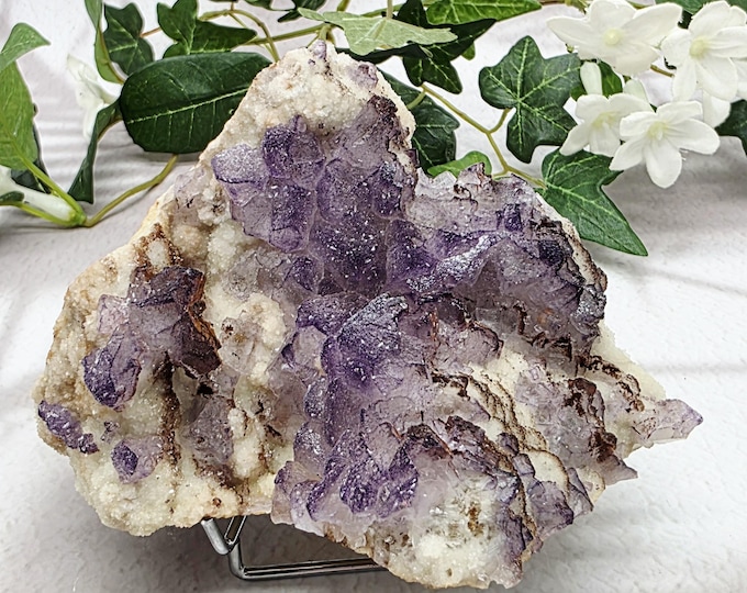 Purple Fluorite on Barite Matrix – Crystal Cluster Specimen