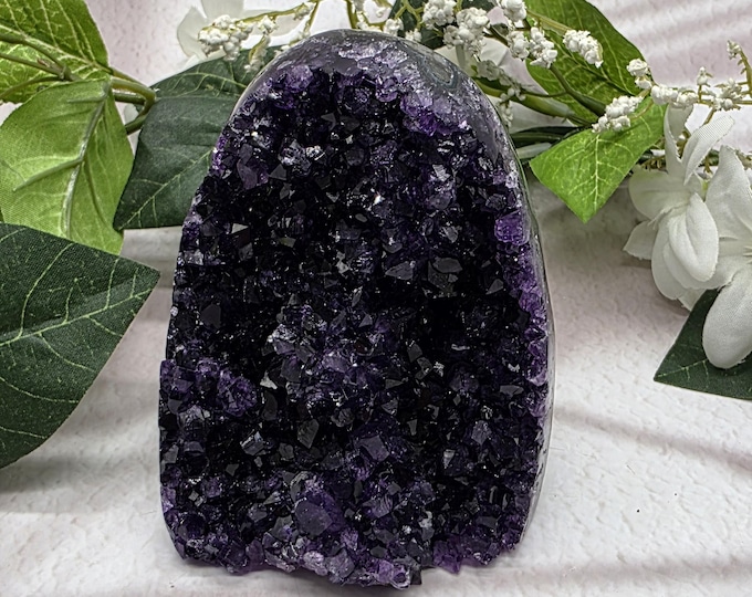 Dark Purple Uruguay Amethyst Freeform, Premium Color Crystal, Collector Display, Natural Amethyst with Light Basalt, Grape Jelly Color