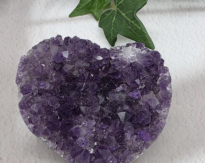 Amethyst Agate Crystal Heart Carving Reiki Healing Gemstone, Uruguay Amethyst Heart