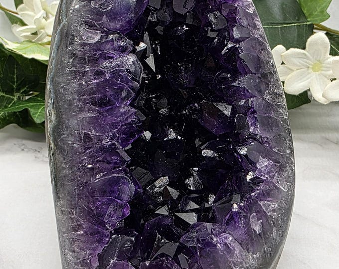 Deep Purple Uruguay Amethyst Cathedral 3.3 lb | Freestanding Lean Cut Crystal | Dark Core Druzy | Collector Statement Decor