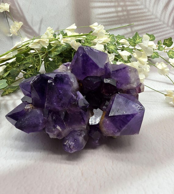 Enchanting 3 Plus Pounds Raw Amethyst Cluster Deep Purple Crystals Formed Over Millions of Years, Amethyst On Matrix, Natural Amethyst