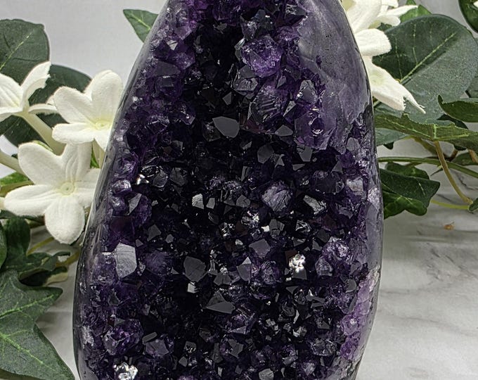 Uruguay Amethyst Cathedral Deep Purple Crystal Cluster Tall Druzy Freeform Natural Collector Specimen