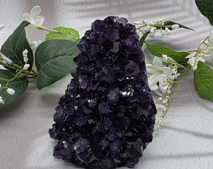 Dark Purple Uruguay Amethyst Freeform, Natural Amethyst Crystal Cluster, Standing Druzy Geode, Collector Display Stone, Grape Jelly Color