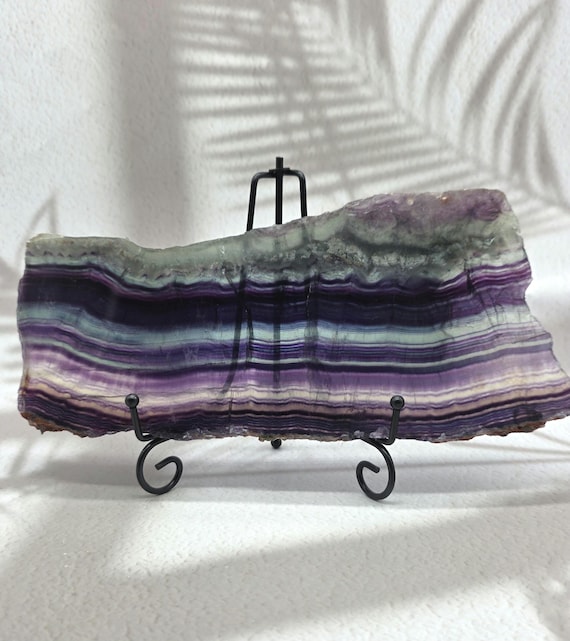 Rainbow Fluorite Slab with Stand: Healing Crystal Home Decor
