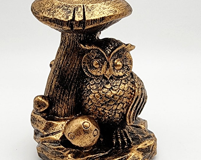 Owl And Mushroom Sphere Stand, Resin Figurine Sphere Holder