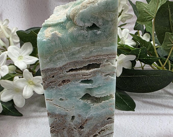 Ocean Blue Hemimorphite Monolith, Natural Crystal Decor