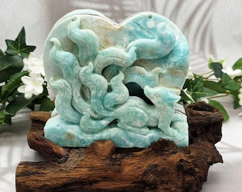 Rose Quartz Nine Tailed Fox Crystal Carving, Natural Hand Crafted