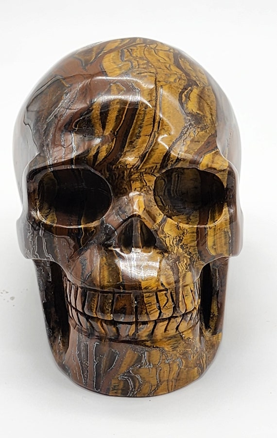 Iron Tiger Eye,  (Mugglestone) Skull, Hand Carved Skull, Confidence Building Gemstone, Crystal Tiger Eye Skull