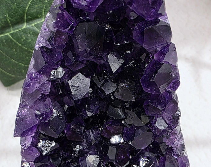 Dark Purple Uruguay Amethyst Freeform, Premium Color Crystal, Small Collector Display, Natural Amethyst with Light Basalt