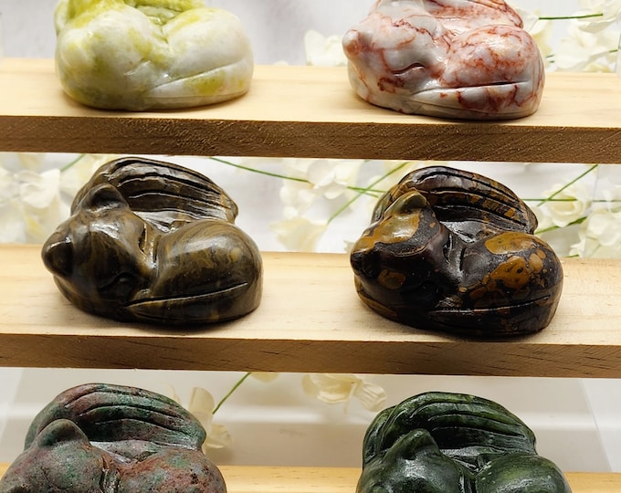Wholesale Lot 6 Crystal Angel Cats: Xiuyan Jade, Jasper, Ruby Kyanite