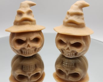 Hand Carved Yellow Jade Pumpkin Set: Halloween Decor