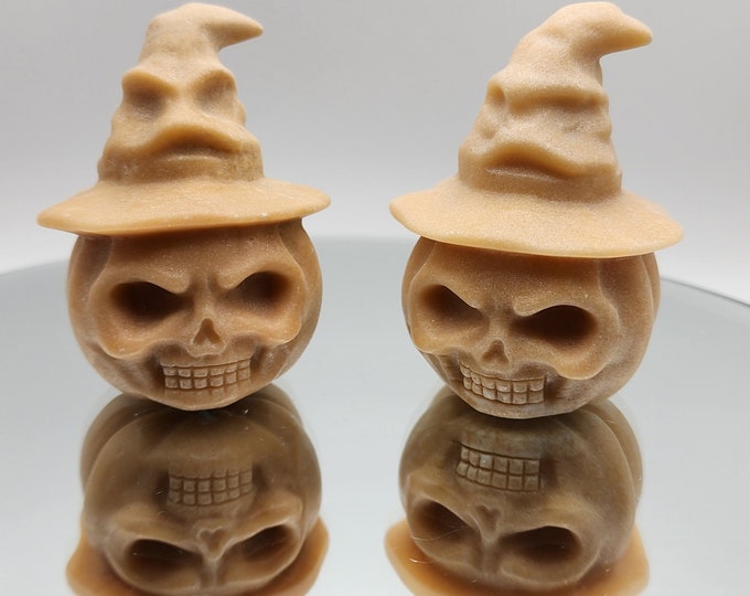 Hand Carved Yellow Jade Pumpkin Set: Halloween Decor
