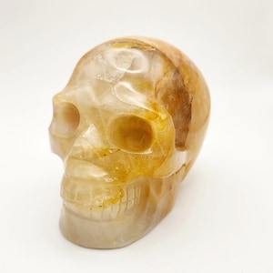 Golden Healer Large Hand Carved Skull, Gemstone Skull, Healing Energy Skull