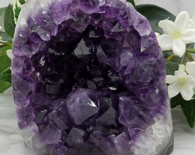 Uruguay Amethyst Freeform 4.9 lbs Deep Purple Druzy Crystal Cluster Cut Base Dark Amethyst Specimen Natural Amethyst Collector Piece
