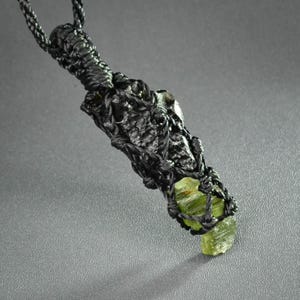 Certified Moldavite and Tektite necklace for men Real authentic Moldavite pendant Adjustable two meteorites pendant