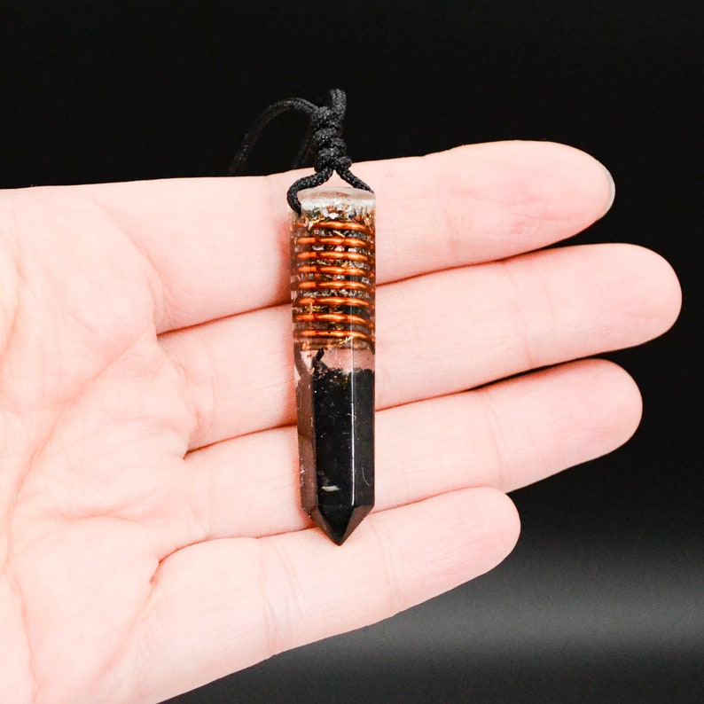 Pendentif en tourmaline noire et orgonite pour homme Collier de protection réglable contre la force électromotrice de 5 g image 2