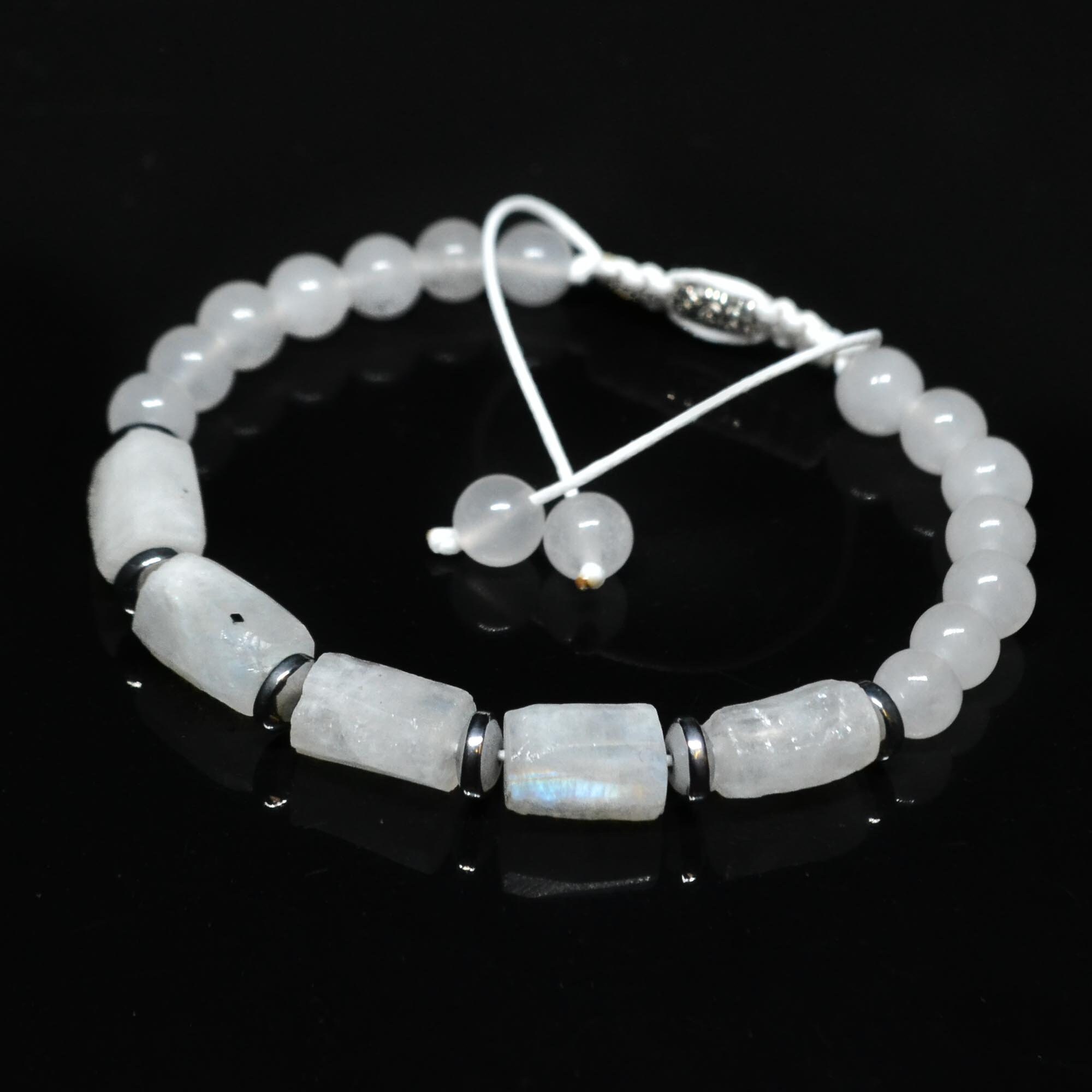 Raw moonstone bracelet Womens adjustable bead bracelet Five | Etsy