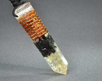 Citrine Orgonite pendant for men Adjustable 5g Emf protection necklace