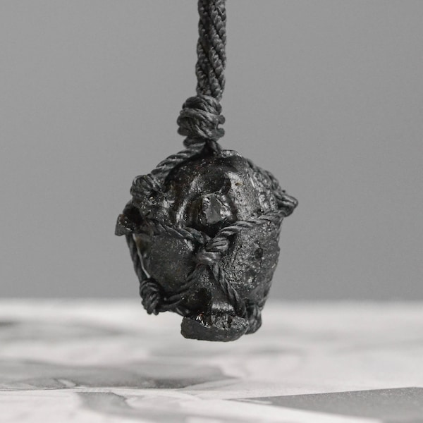 Rare small Tektite pendant for men Billitonite Batu Satam pendant Adjustable meteorite pendant