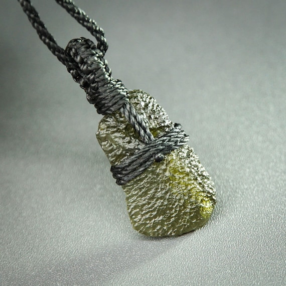 Certified Moldavite necklace for men Authentic Moldavite pendant from Czech  Adjustable meteorite pendant