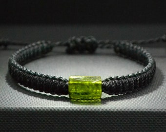 AAAAAA Green Tourmaline bracelet men Adjustable macrame one stone bracelet October Birthstone bracelet