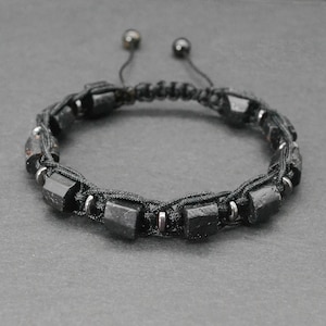 Raw black tourmaline bracelet for men EMF 5 G protection stone bracelet October birthstone bracelet 画像 2