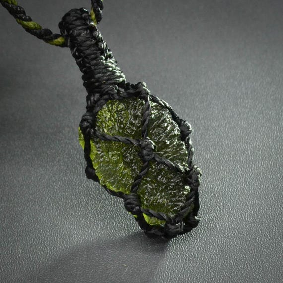 Large Moldavite Necklace for Men Authentic Moldavite Pendant From