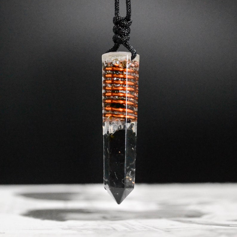 Pendentif en tourmaline noire et orgonite pour homme Collier de protection réglable contre la force électromotrice de 5 g image 1