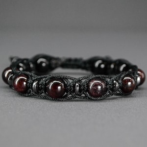 Garnet Macrame Bracelet with Tourmaline, Passion & Inner Power