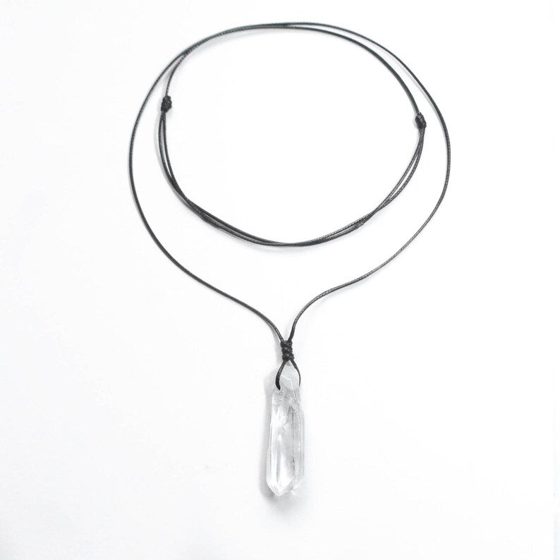 Raw Clear quartz necklace pendant Mens womens white crystal Etsy