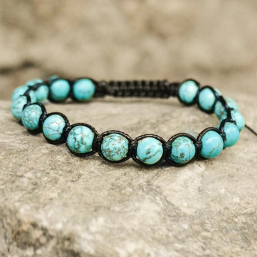 Turquoise Men's Bracelet Gemstone Jewelry Gift for Him - Etsy