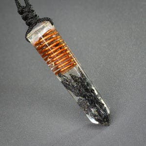 Regenbogen Carborundum (Silikon Carbide Kristall) Orgonit Anhänger für Männer Verstellbare 5G Emf Schutzhalskette