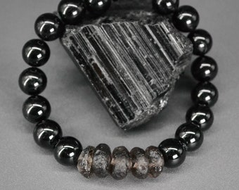 Colombianite bracelet with black Tourmaline Adjustable high-vibration meteorite bracelet