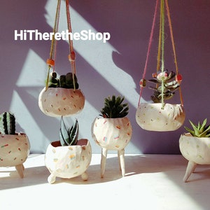 The Pills Collection - Handmade ceramic plant pot, hanging planter, pinch pot, succulent pot, gift ideas, home studio pottery.