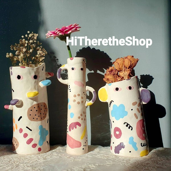 The Uncanny Collection - Handmade ceramic vase, home décor, garden décor, indoor outdoor vase. Pottery gifts. Unique birthday gifts. Eyes.