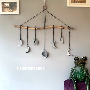 The HiThere Wall Collection - Moon phase wall hanging. Handmade ceramic wall décor. Unique gift or home display. Hand painted.