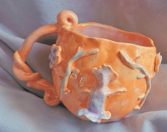 Dancing Fairy Mug! Handmade ceramic coffee mug tea cup. Forest fariy drinking cup. Pottery gift idea. Cup. Mug. Drinkwater. Tableware.