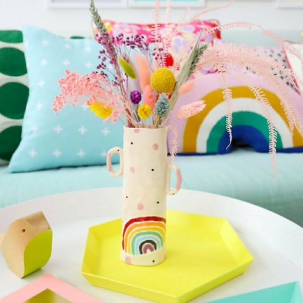 The Rainbow Vase. Handmade ceramic vase. Unique gift idea. Pottery gifts. Home décor. Birthday. Flower vase. Hand crafted. Garden decor.